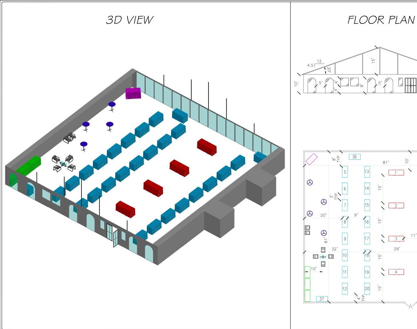 Event floor planning drawing for Canteen Hotel Resort