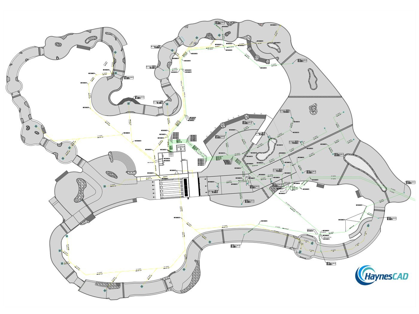 HDPE piping distribution plan across a large site