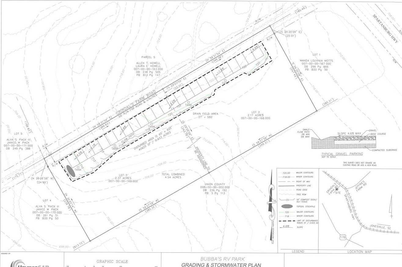 Grading and stormwater management plan for Bubba's RV Park
