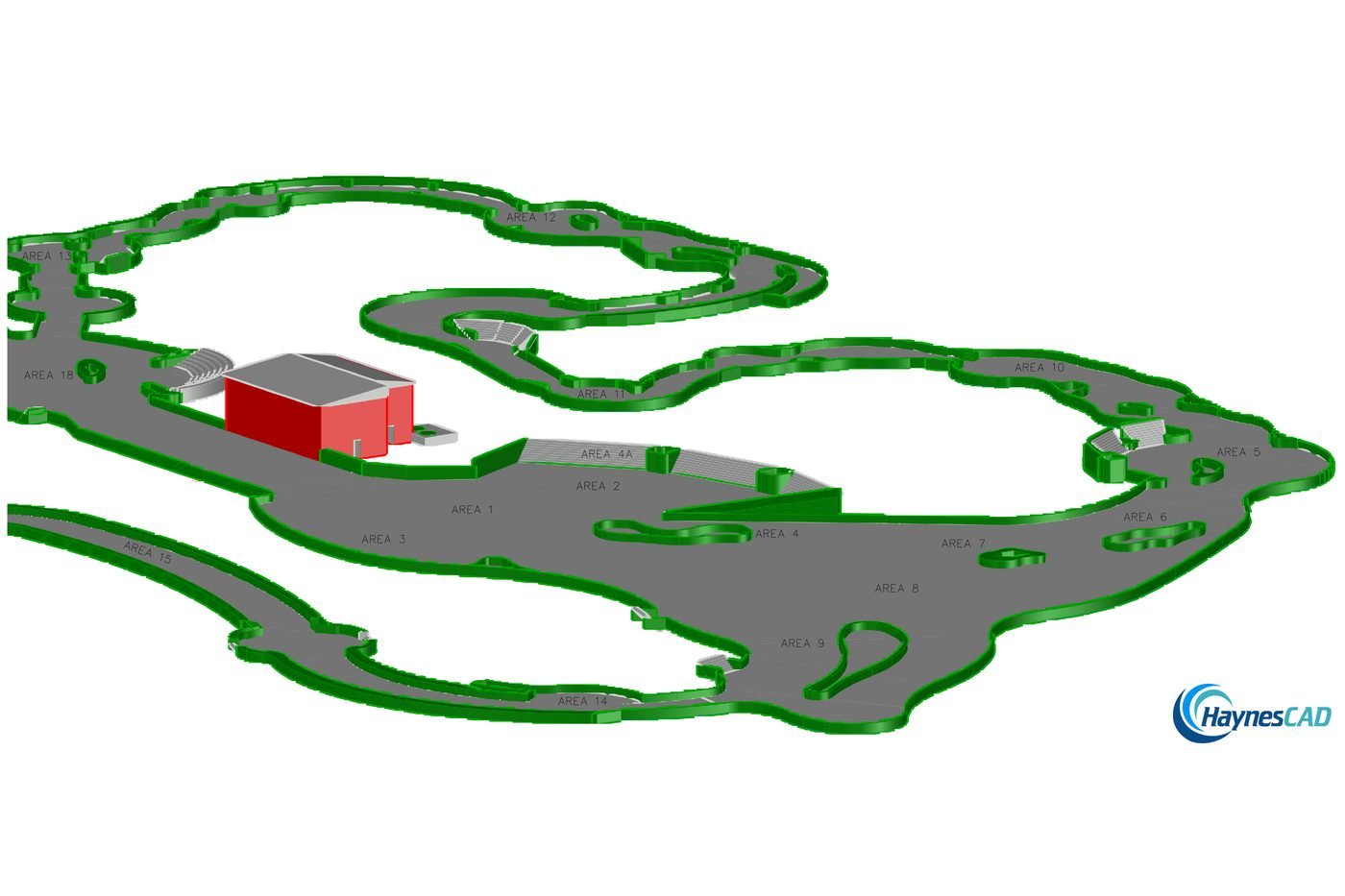 Detailed civil site plan showing roadways, parcels, and area boundaries prepared by Haynes Infrastructure Group
